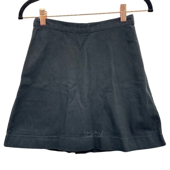 American Apparel Jet Black Button Front A-Line Denim Mini Skirt Small - Picture 2 of 3